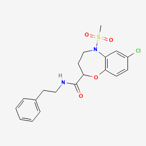 7-chloro-5-(methylsulfonyl)-N-(2-phenylethyl)-2,3,4,5-tetrahydro-1,5-benzoxazepine-2-carboxamide