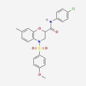 N-(4-chlorophenyl)-4-[(4-methoxyphenyl)sulfonyl]-7-methyl-3,4-dihydro-2H-1,4-benzoxazine-2-carboxamide