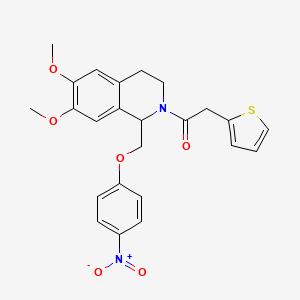 1-(6,7-dimethoxy-1-((4-nitrophenoxy)methyl)-3,4-dihydroisoquinolin-2(1H)-yl)-2-(thiophen-2-yl)ethanone