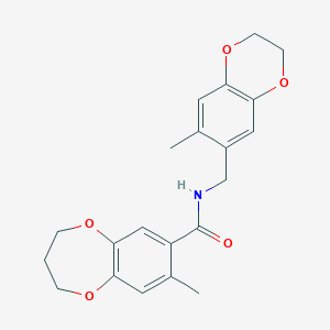 molecular formula C21H23NO5 B11227316 8-methyl-N-[(7-methyl-2,3-dihydro-1,4-benzodioxin-6-yl)methyl]-3,4-dihydro-2H-1,5-benzodioxepine-7-carboxamide 