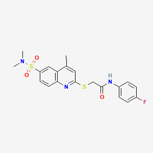 molecular formula C20H20FN3O3S2 B11227353 2-{[6-(dimethylsulfamoyl)-4-methylquinolin-2-yl]sulfanyl}-N-(4-fluorophenyl)acetamide 