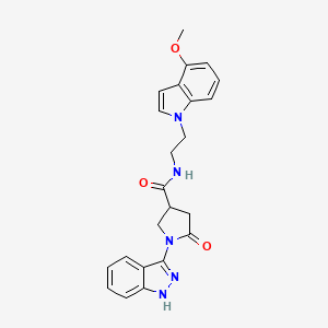 molecular formula C23H23N5O3 B11227365 1-(1H-indazol-3-yl)-N-[2-(4-methoxy-1H-indol-1-yl)ethyl]-5-oxopyrrolidine-3-carboxamide 