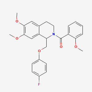 (1-((4-fluorophenoxy)methyl)-6,7-dimethoxy-3,4-dihydroisoquinolin-2(1H)-yl)(2-methoxyphenyl)methanone