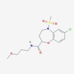 7-chloro-N-(3-methoxypropyl)-5-(methylsulfonyl)-2,3,4,5-tetrahydro-1,5-benzoxazepine-2-carboxamide