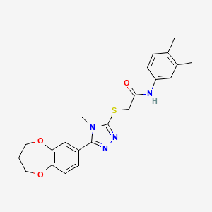 2-{[5-(3,4-dihydro-2H-1,5-benzodioxepin-7-yl)-4-methyl-4H-1,2,4-triazol-3-yl]sulfanyl}-N-(3,4-dimethylphenyl)acetamide