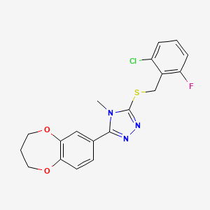 molecular formula C19H17ClFN3O2S B11227446 3-[(2-chloro-6-fluorobenzyl)sulfanyl]-5-(3,4-dihydro-2H-1,5-benzodioxepin-7-yl)-4-methyl-4H-1,2,4-triazole 