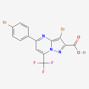 molecular formula C14H6Br2F3N3O2 B11227462 3-Bromo-5-(4-bromophenyl)-7-(trifluoromethyl)pyrazolo[1,5-a]pyrimidine-2-carboxylic acid 