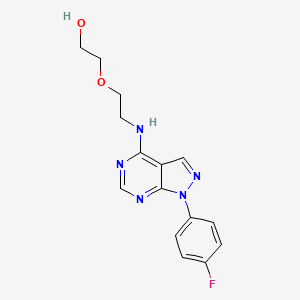 molecular formula C15H16FN5O2 B11227482 2-(2-{[1-(4-fluorophenyl)-1H-pyrazolo[3,4-d]pyrimidin-4-yl]amino}ethoxy)ethanol 