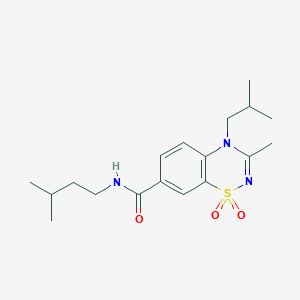 molecular formula C18H27N3O3S B11227497 4-isobutyl-3-methyl-N-(3-methylbutyl)-4H-1,2,4-benzothiadiazine-7-carboxamide 1,1-dioxide 