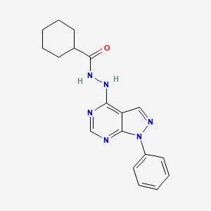 molecular formula C18H20N6O B11227522 N'-(1-phenyl-1H-pyrazolo[3,4-d]pyrimidin-4-yl)cyclohexanecarbohydrazide 