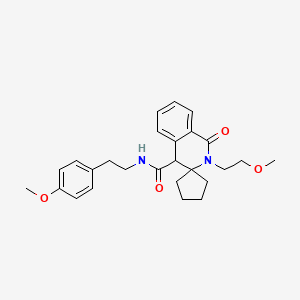 molecular formula C26H32N2O4 B11227527 2'-(2-methoxyethyl)-N-[2-(4-methoxyphenyl)ethyl]-1'-oxo-1',4'-dihydro-2'H-spiro[cyclopentane-1,3'-isoquinoline]-4'-carboxamide 