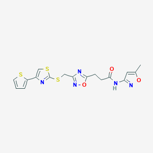 N-(5-methyl-1,2-oxazol-3-yl)-3-[3-({[4-(thiophen-2-yl)-1,3-thiazol-2-yl]sulfanyl}methyl)-1,2,4-oxadiazol-5-yl]propanamide