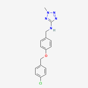 molecular formula C16H16ClN5O B11227564 N-{4-[(4-chlorobenzyl)oxy]benzyl}-2-methyl-2H-tetrazol-5-amine 