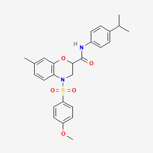 molecular formula C26H28N2O5S B11227640 4-[(4-methoxyphenyl)sulfonyl]-7-methyl-N-[4-(propan-2-yl)phenyl]-3,4-dihydro-2H-1,4-benzoxazine-2-carboxamide 