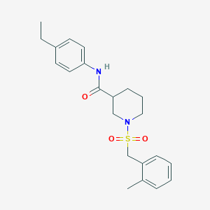 molecular formula C22H28N2O3S B11227646 N-(4-ethylphenyl)-1-[(2-methylbenzyl)sulfonyl]piperidine-3-carboxamide 