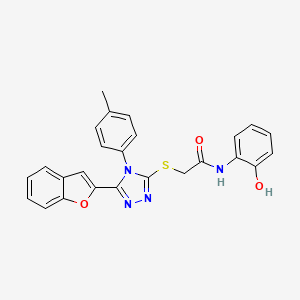 molecular formula C25H20N4O3S B11227679 2-{[5-(1-benzofuran-2-yl)-4-(4-methylphenyl)-4H-1,2,4-triazol-3-yl]sulfanyl}-N-(2-hydroxyphenyl)acetamide 