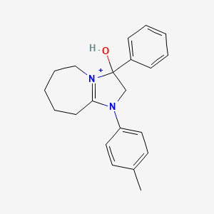 molecular formula C21H25N2O+ B11227717 3-hydroxy-1-(4-methylphenyl)-3-phenyl-2,5,6,7,8,9-hexahydro-3H-imidazo[1,2-a]azepin-1-ium 