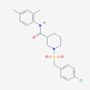 molecular formula C21H25ClN2O3S B11227723 1-[(4-chlorobenzyl)sulfonyl]-N-(2,4-dimethylphenyl)piperidine-3-carboxamide 