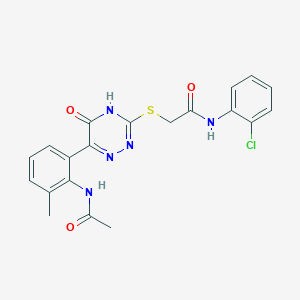 molecular formula C20H18ClN5O3S B11227751 N-(2-Chlorophenyl)-2-{[6-(2-acetamido-3-methylphenyl)-5-oxo-4,5-dihydro-1,2,4-triazin-3-YL]sulfanyl}acetamide 