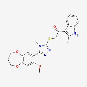 2-{[5-(8-methoxy-3,4-dihydro-2H-1,5-benzodioxepin-7-yl)-4-methyl-4H-1,2,4-triazol-3-yl]sulfanyl}-1-(2-methyl-1H-indol-3-yl)ethanone