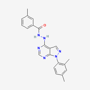 molecular formula C21H20N6O B11227780 N'-[1-(2,4-dimethylphenyl)-1H-pyrazolo[3,4-d]pyrimidin-4-yl]-3-methylbenzohydrazide 