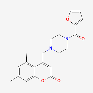 molecular formula C21H22N2O4 B11227790 4-{[4-(furan-2-ylcarbonyl)piperazin-1-yl]methyl}-5,7-dimethyl-2H-chromen-2-one 