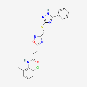 N-(2-chloro-6-methylphenyl)-3-(3-{[(5-phenyl-4H-1,2,4-triazol-3-yl)sulfanyl]methyl}-1,2,4-oxadiazol-5-yl)propanamide