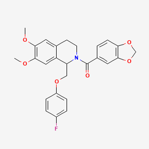 benzo[d][1,3]dioxol-5-yl(1-((4-fluorophenoxy)methyl)-6,7-dimethoxy-3,4-dihydroisoquinolin-2(1H)-yl)methanone