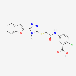 5-[({[5-(1-benzofuran-2-yl)-4-ethyl-4H-1,2,4-triazol-3-yl]sulfanyl}acetyl)amino]-2-chlorobenzoic acid