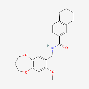 molecular formula C22H25NO4 B11227891 N-[(8-methoxy-3,4-dihydro-2H-1,5-benzodioxepin-7-yl)methyl]-5,6,7,8-tetrahydronaphthalene-2-carboxamide 