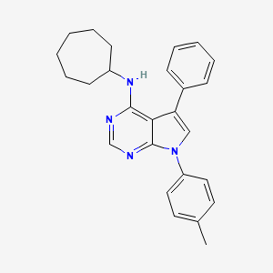 molecular formula C26H28N4 B11227902 N-cycloheptyl-7-(4-methylphenyl)-5-phenyl-7H-pyrrolo[2,3-d]pyrimidin-4-amine 