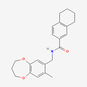 molecular formula C22H25NO3 B11227905 N-[(8-methyl-3,4-dihydro-2H-1,5-benzodioxepin-7-yl)methyl]-5,6,7,8-tetrahydronaphthalene-2-carboxamide 