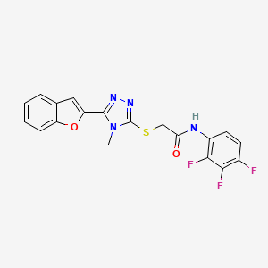 molecular formula C19H13F3N4O2S B11227910 2-{[5-(1-benzofuran-2-yl)-4-methyl-4H-1,2,4-triazol-3-yl]sulfanyl}-N-(2,3,4-trifluorophenyl)acetamide 