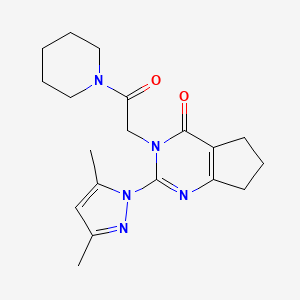 molecular formula C19H25N5O2 B11227920 2-(3,5-dimethyl-1H-pyrazol-1-yl)-3-(2-oxo-2-(piperidin-1-yl)ethyl)-6,7-dihydro-3H-cyclopenta[d]pyrimidin-4(5H)-one 