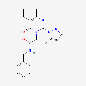 N-benzyl-2-(2-(3,5-dimethyl-1H-pyrazol-1-yl)-5-ethyl-4-methyl-6-oxopyrimidin-1(6H)-yl)acetamide