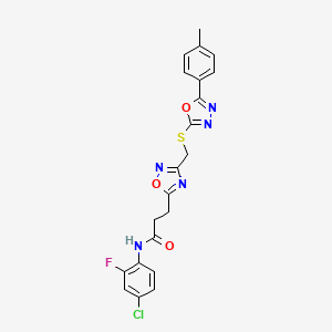 N-(4-chloro-2-fluorophenyl)-3-[3-({[5-(4-methylphenyl)-1,3,4-oxadiazol-2-yl]sulfanyl}methyl)-1,2,4-oxadiazol-5-yl]propanamide