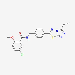 molecular formula C20H18ClN5O2S B11228021 5-chloro-N-[4-(3-ethyl[1,2,4]triazolo[3,4-b][1,3,4]thiadiazol-6-yl)benzyl]-2-methoxybenzamide 