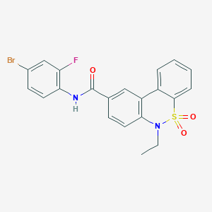 molecular formula C21H16BrFN2O3S B11228051 N-(4-bromo-2-fluorophenyl)-6-ethyl-6H-dibenzo[c,e][1,2]thiazine-9-carboxamide 5,5-dioxide 