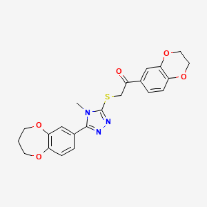 2-{[5-(3,4-dihydro-2H-1,5-benzodioxepin-7-yl)-4-methyl-4H-1,2,4-triazol-3-yl]sulfanyl}-1-(2,3-dihydro-1,4-benzodioxin-6-yl)ethanone