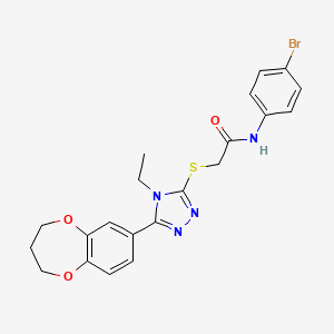 N-(4-bromophenyl)-2-{[5-(3,4-dihydro-2H-1,5-benzodioxepin-7-yl)-4-ethyl-4H-1,2,4-triazol-3-yl]sulfanyl}acetamide