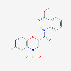 molecular formula C19H20N2O6S B11228128 methyl 2-({[6-methyl-4-(methylsulfonyl)-3,4-dihydro-2H-1,4-benzoxazin-2-yl]carbonyl}amino)benzoate 