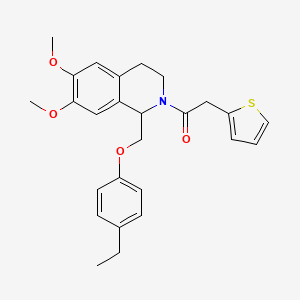 1-(1-((4-ethylphenoxy)methyl)-6,7-dimethoxy-3,4-dihydroisoquinolin-2(1H)-yl)-2-(thiophen-2-yl)ethanone