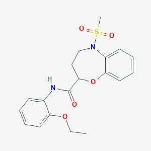 molecular formula C19H22N2O5S B11228146 N-(2-ethoxyphenyl)-5-(methylsulfonyl)-2,3,4,5-tetrahydro-1,5-benzoxazepine-2-carboxamide 