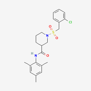 molecular formula C22H27ClN2O3S B11228153 1-[(2-chlorobenzyl)sulfonyl]-N-(2,4,6-trimethylphenyl)piperidine-3-carboxamide 