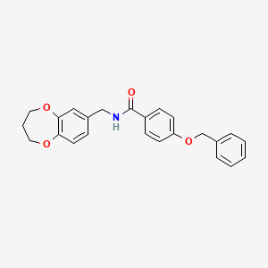 molecular formula C24H23NO4 B11228171 4-(benzyloxy)-N-(3,4-dihydro-2H-1,5-benzodioxepin-7-ylmethyl)benzamide 