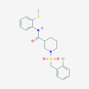 molecular formula C20H23ClN2O3S2 B11228175 1-[(2-chlorobenzyl)sulfonyl]-N-[2-(methylsulfanyl)phenyl]piperidine-3-carboxamide 