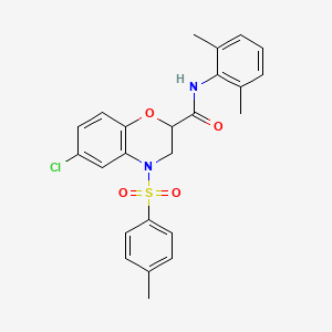 molecular formula C24H23ClN2O4S B11228185 6-chloro-N-(2,6-dimethylphenyl)-4-[(4-methylphenyl)sulfonyl]-3,4-dihydro-2H-1,4-benzoxazine-2-carboxamide 