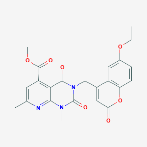 molecular formula C23H21N3O7 B11228201 methyl 3-[(6-ethoxy-2-oxo-2H-chromen-4-yl)methyl]-1,7-dimethyl-2,4-dioxo-1,2,3,4-tetrahydropyrido[2,3-d]pyrimidine-5-carboxylate 