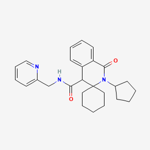 molecular formula C26H31N3O2 B11228209 2'-cyclopentyl-1'-oxo-N-(pyridin-2-ylmethyl)-1',4'-dihydro-2'H-spiro[cyclohexane-1,3'-isoquinoline]-4'-carboxamide 