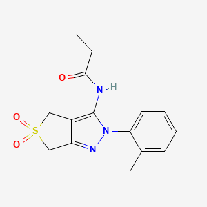 molecular formula C15H17N3O3S B11228227 N-(5,5-dioxido-2-(o-tolyl)-4,6-dihydro-2H-thieno[3,4-c]pyrazol-3-yl)propionamide 